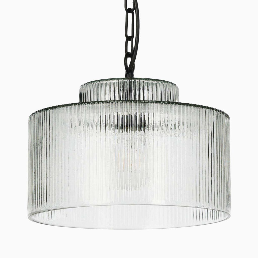Reginald Pendant in Clear Reeded Glass