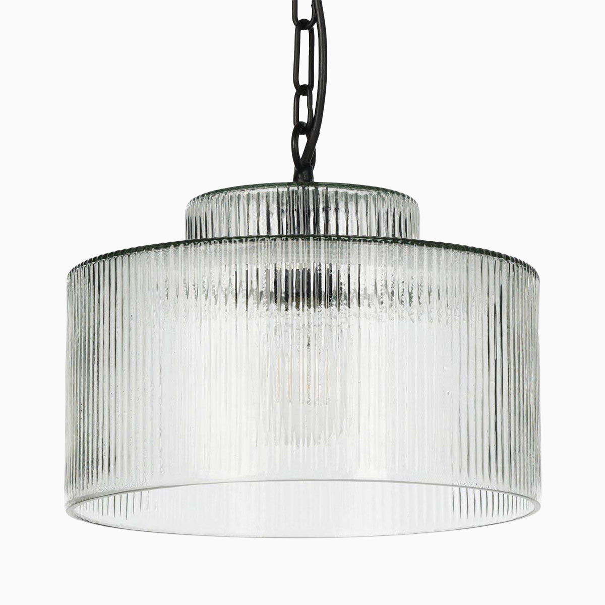 Reginald Pendant in Clear Reeded Glass