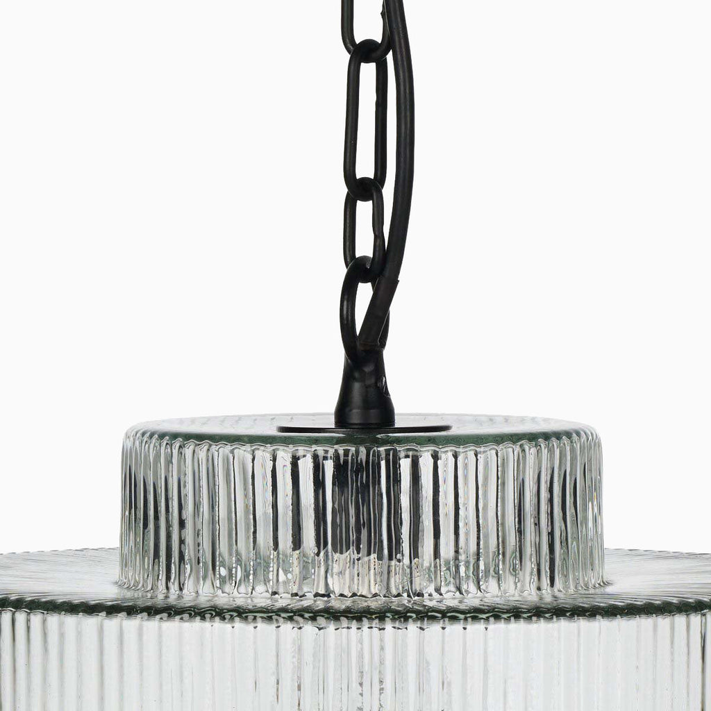 Reginald Pendant in Clear Reeded Glass