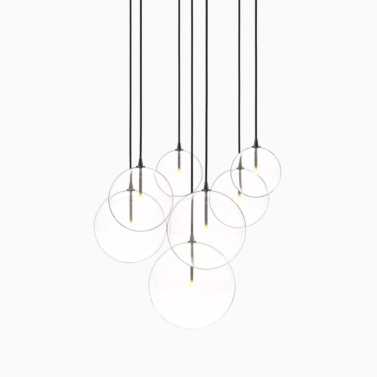 Walsh 7-Light Chandelier in Clear Glass & Black Gunmetal