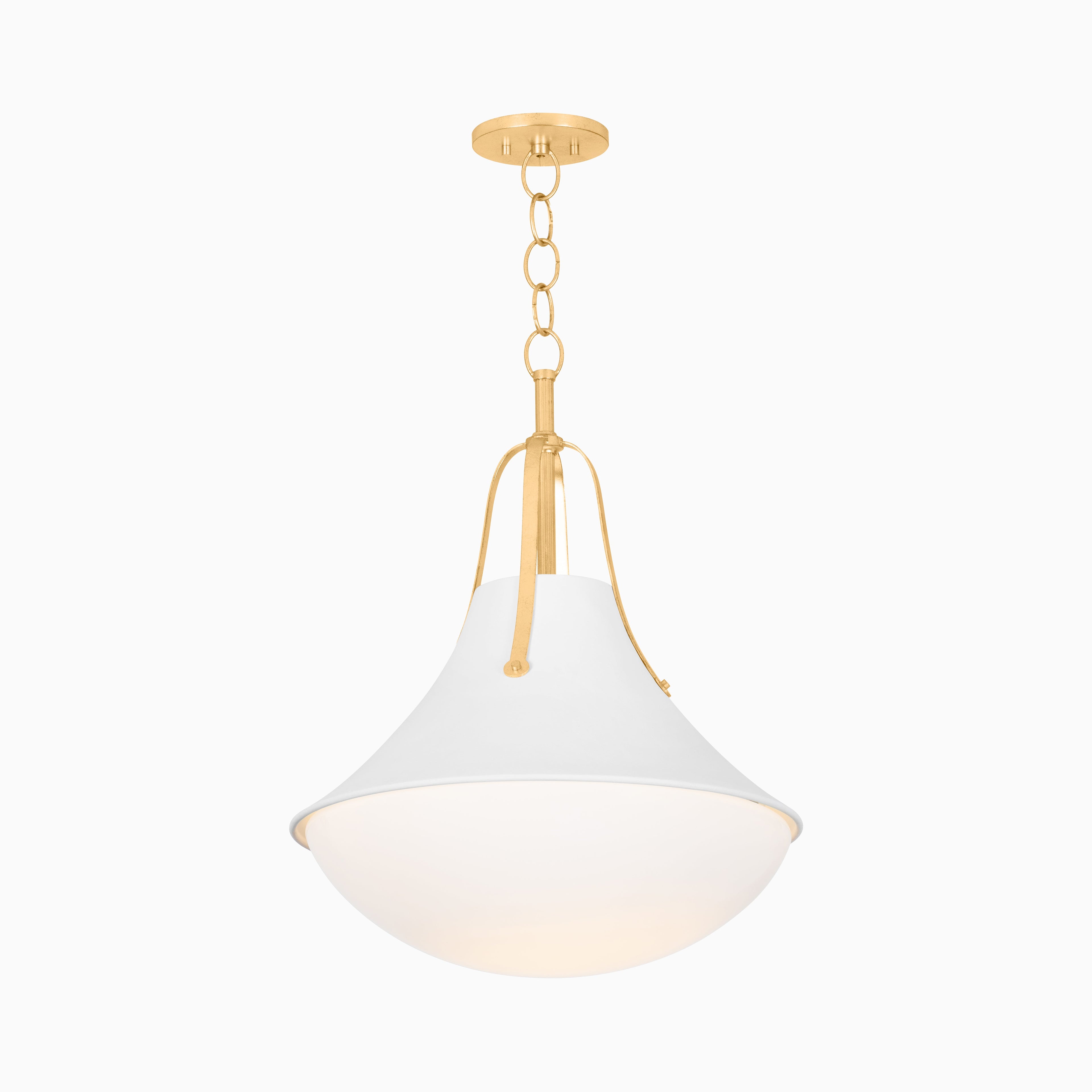 Caruso 16 Pendant in Vintage Gold Leaf / White Plaster