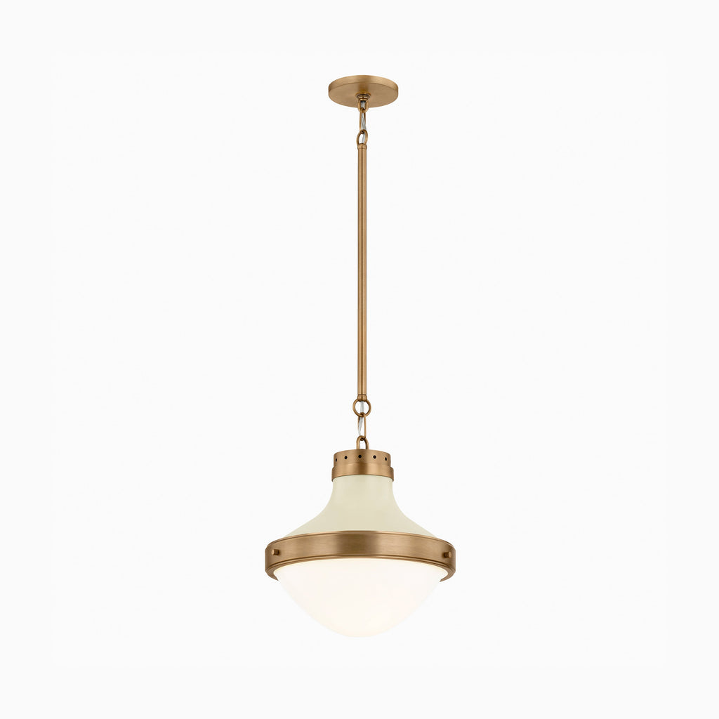 Grady Pendant in Patina Brass and Soft Sand