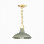 Sable Pendant in Aged Brass/Ceramic Moss Crackle