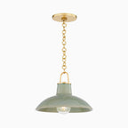 Sable Pendant in Aged Brass/Ceramic Moss Crackle