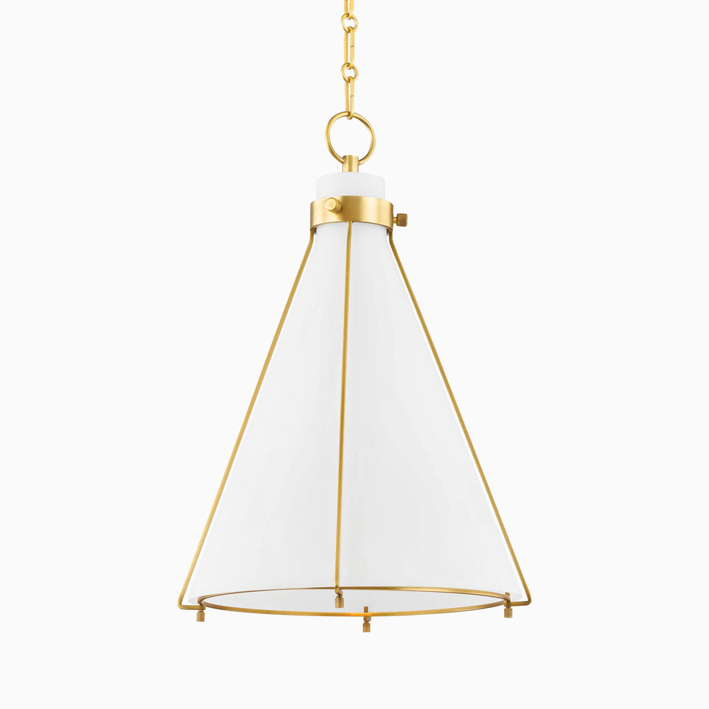 Rosa Triangular Pendant in Aged Brass