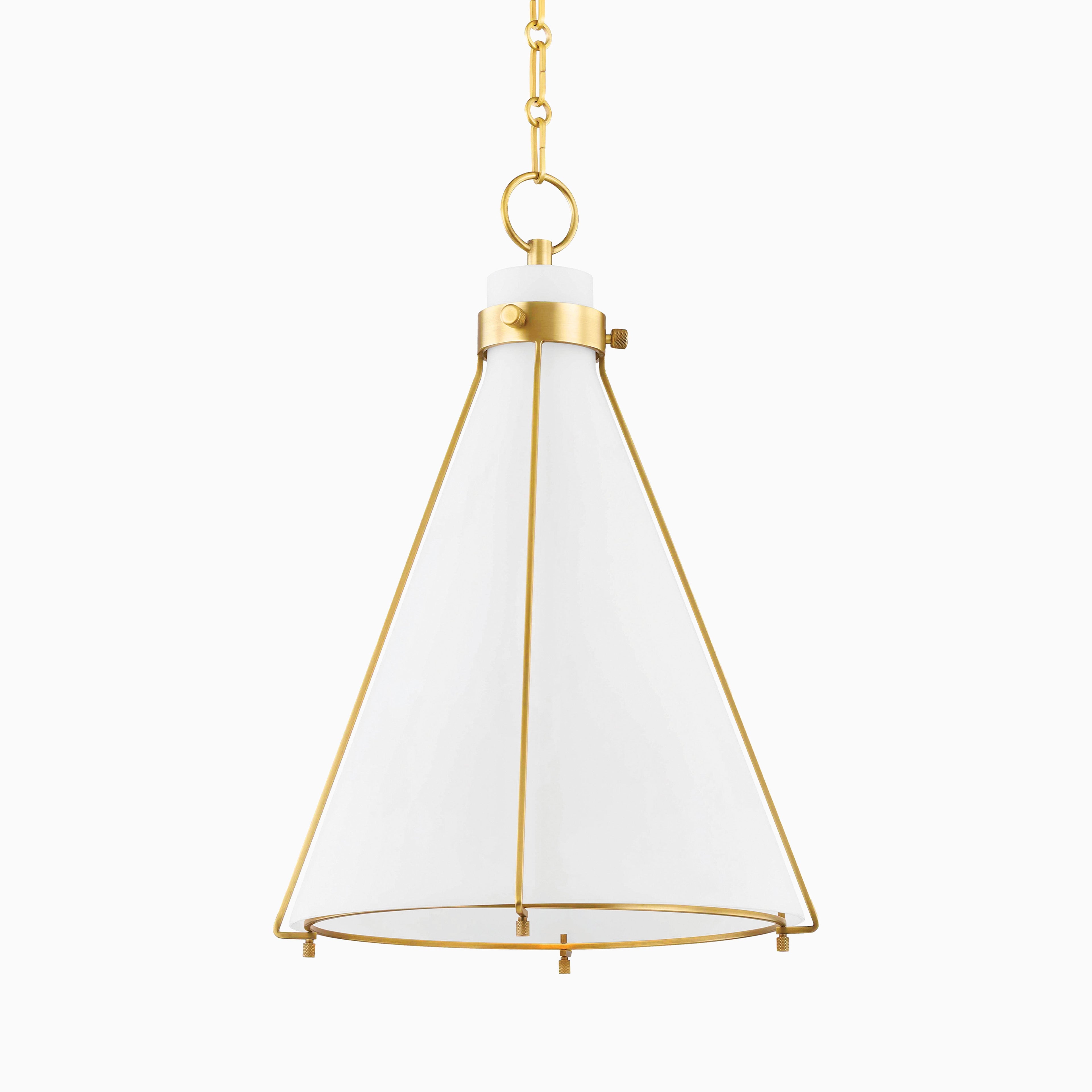 Rosa Triangular Pendant in Aged Brass