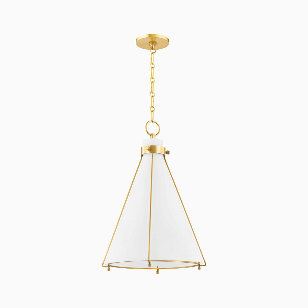 Rosa Triangular Pendant in Aged Brass
