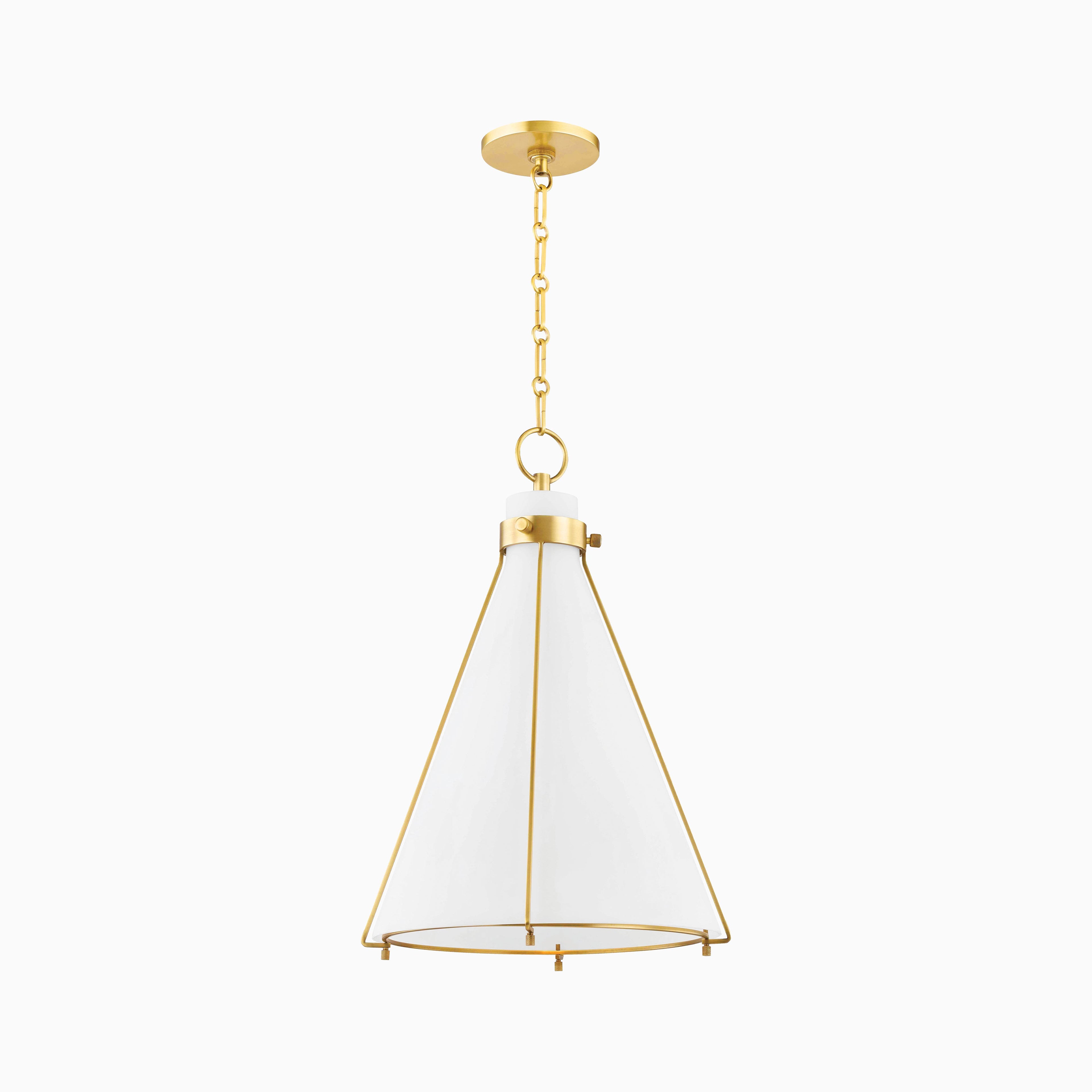Rosa Triangular Pendant in Aged Brass