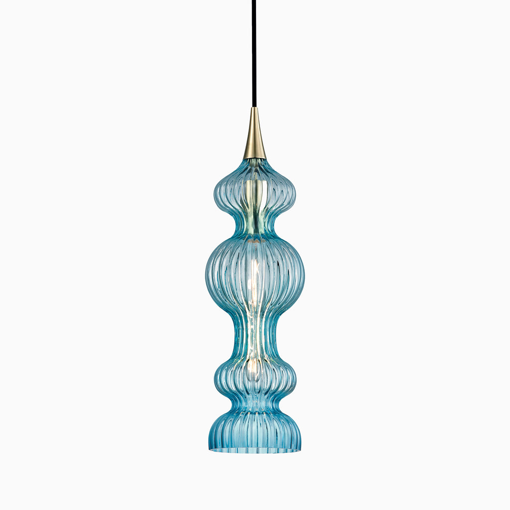 Satine Pendant In Aged Brass Blue