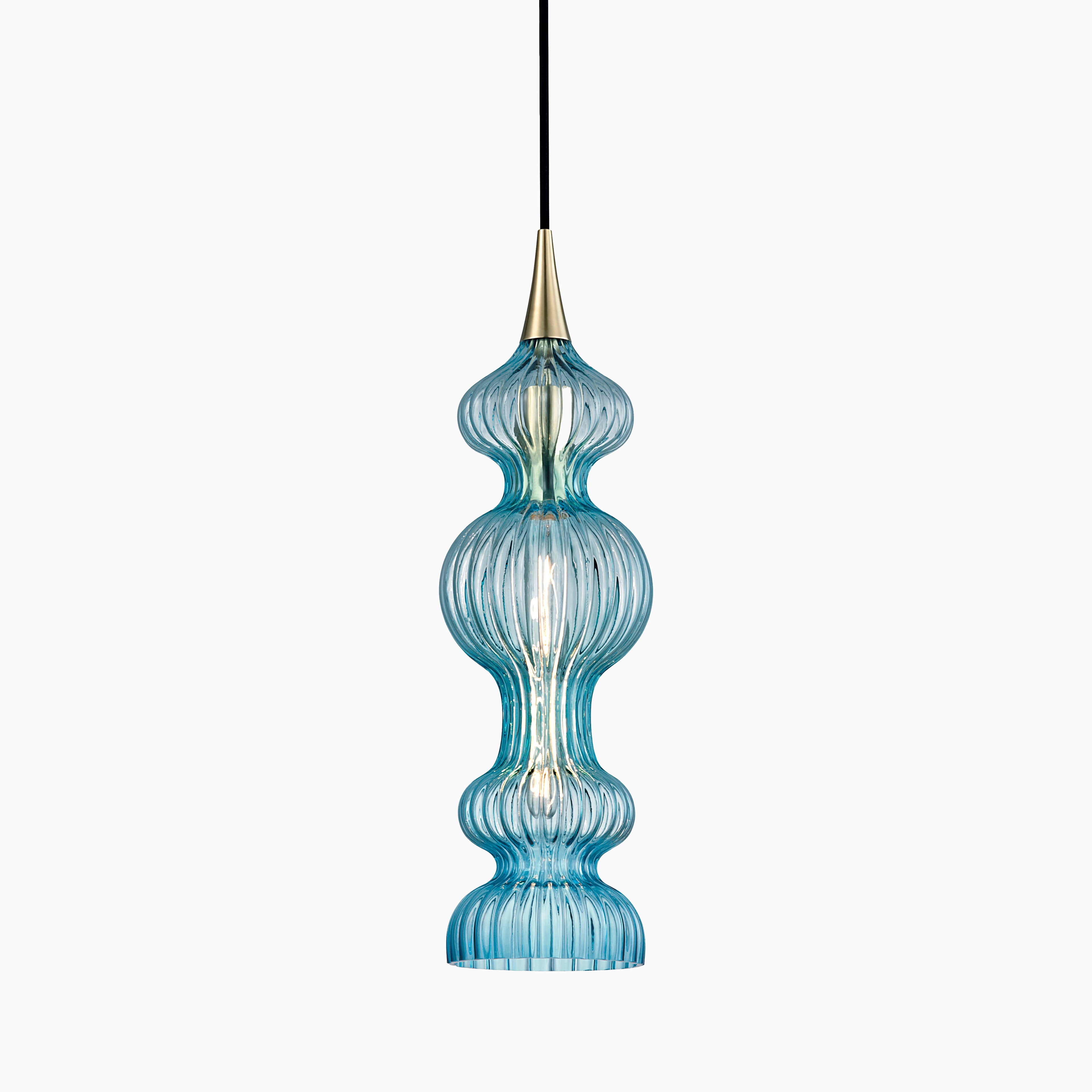 Satine Pendant In Aged Brass Blue