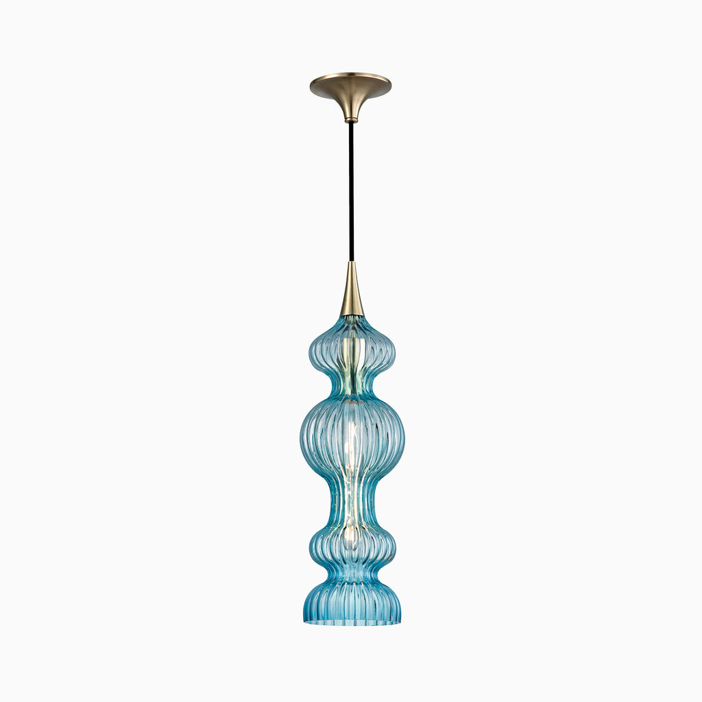 Satine Pendant In Aged Brass Blue