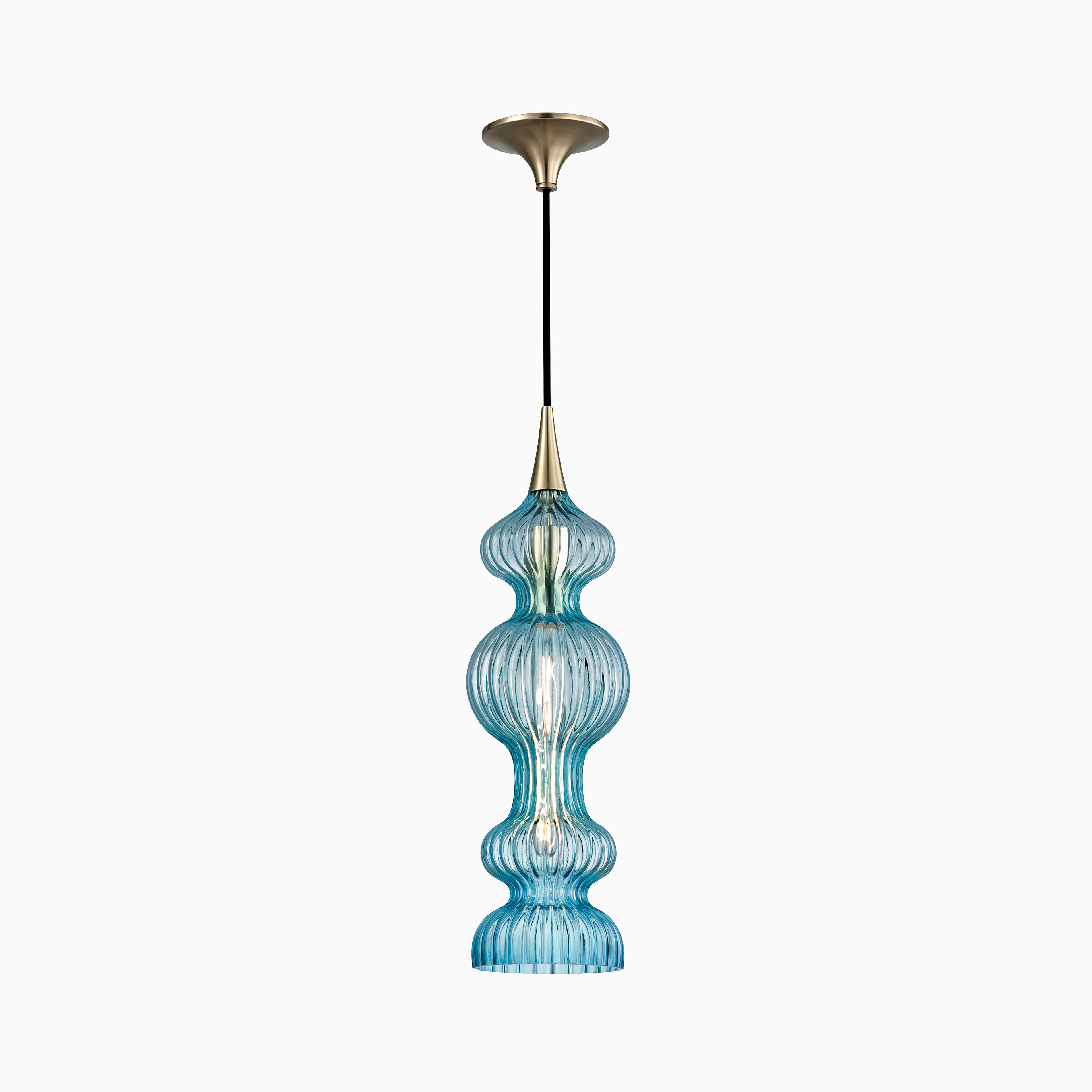 Satine Pendant In Aged Brass Blue