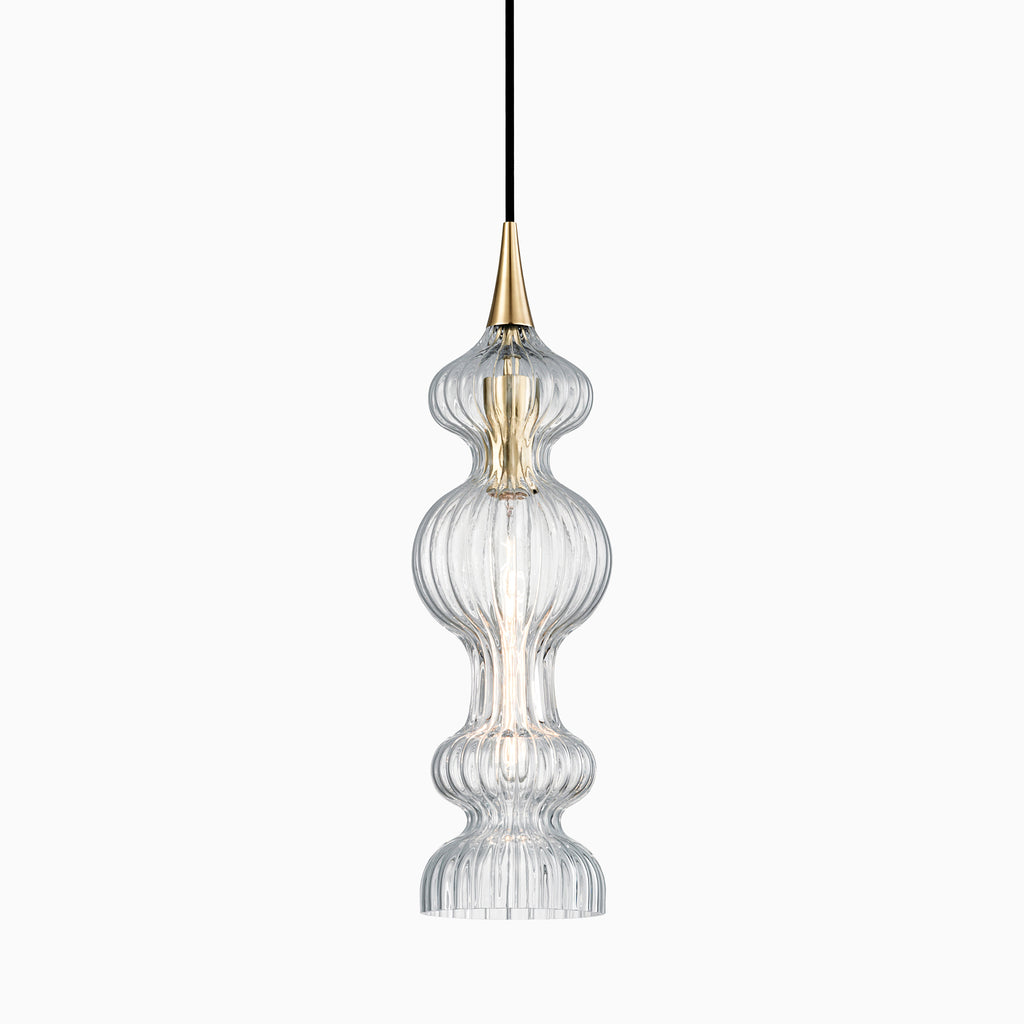 Satine Pendant In Aged Brass Clear
