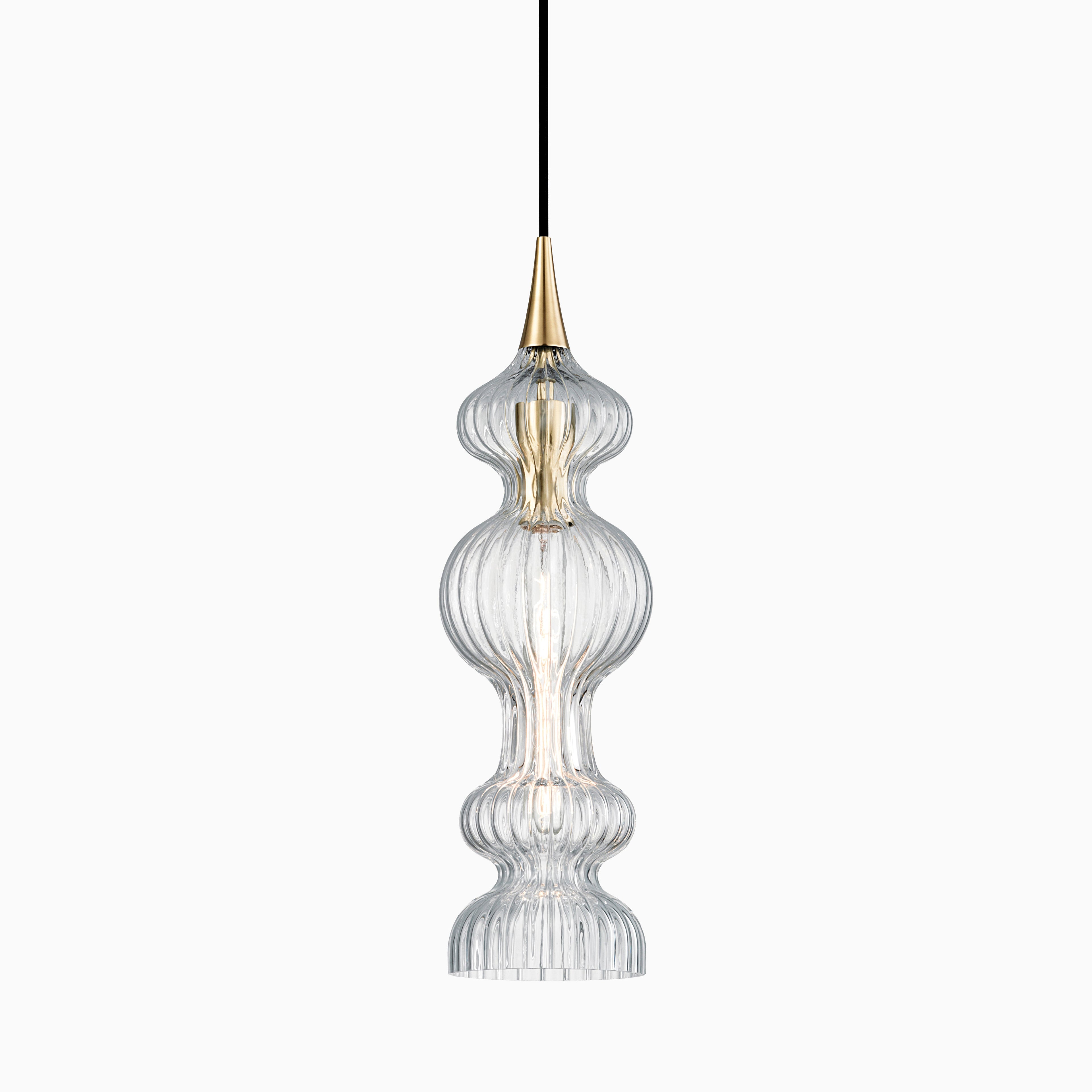 Satine Pendant In Aged Brass Clear