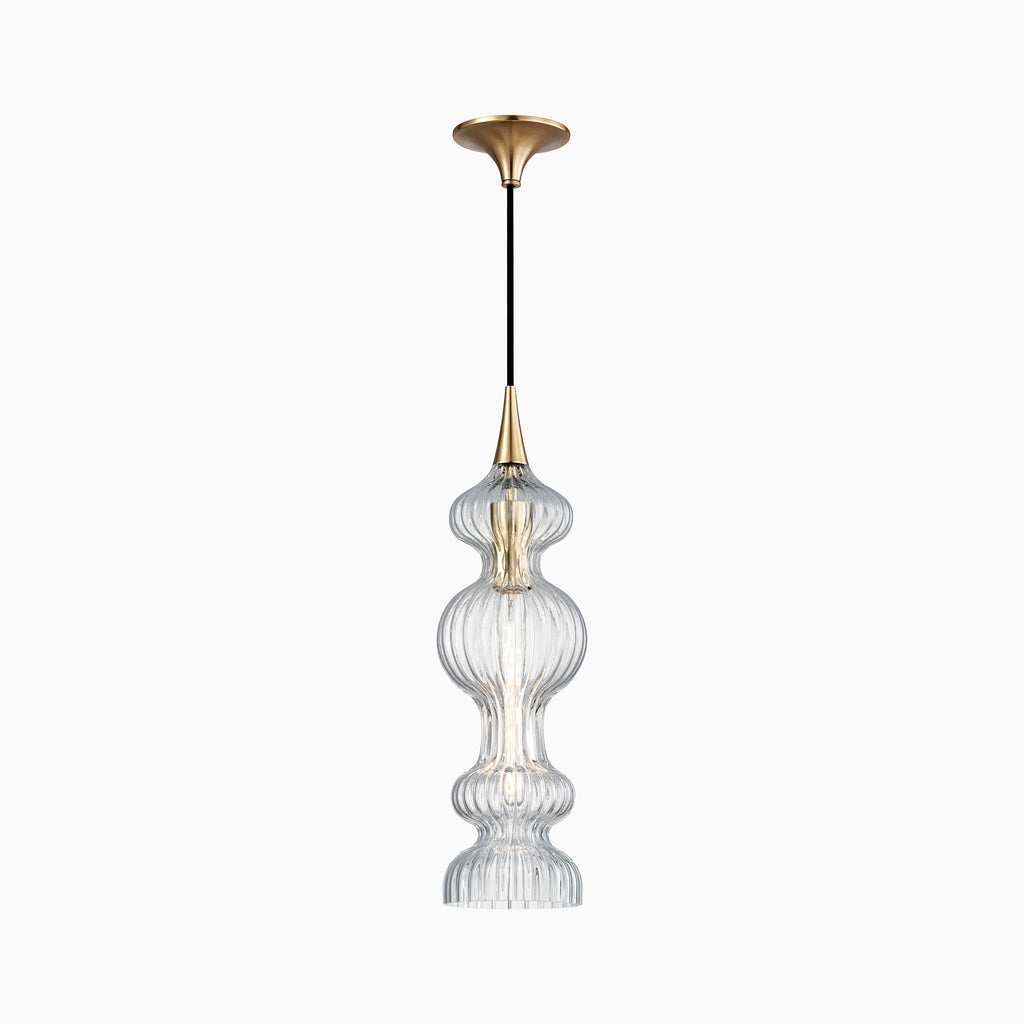 Satine Pendant In Aged Brass Clear