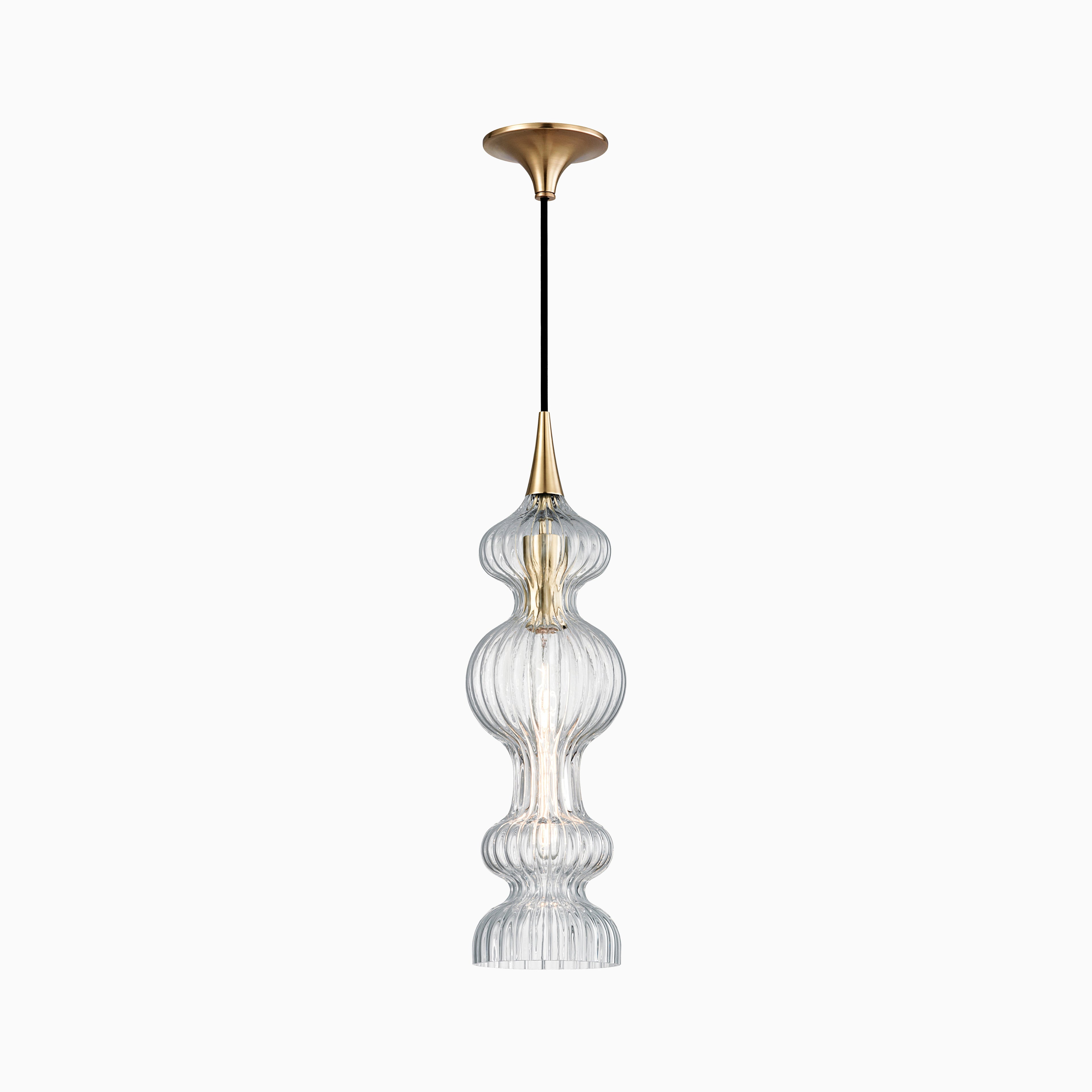 Satine Pendant In Aged Brass Clear