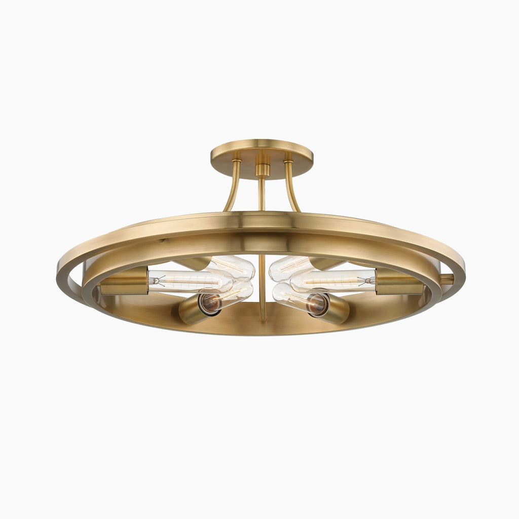 Clement Semi Flush In Aged Brass