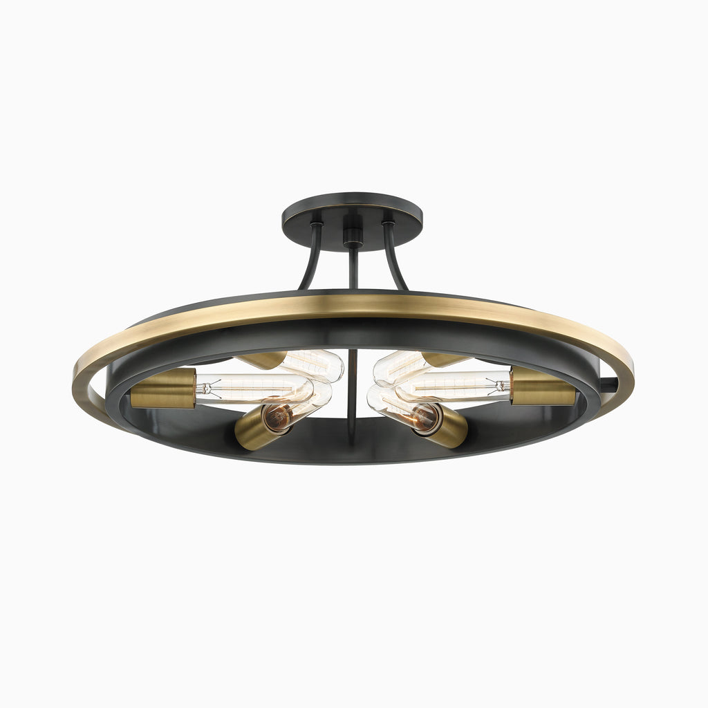 Clement Semi Flush In Aged Old Bronze