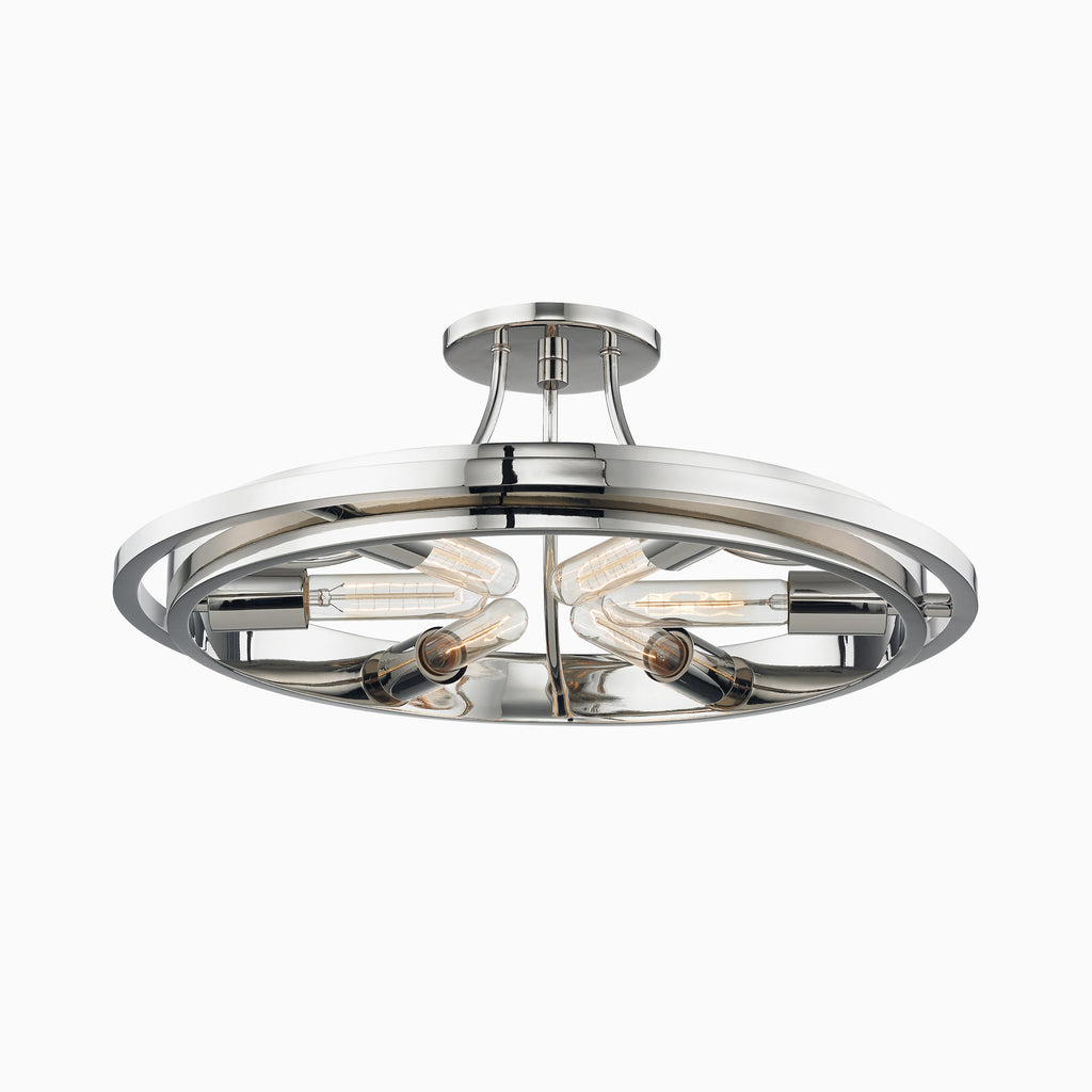 Clement Semi Flush In Polished Nickel