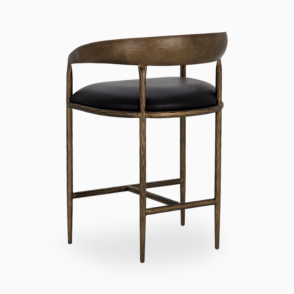 Shaffer Counter Stool in Charcoal Black Leather