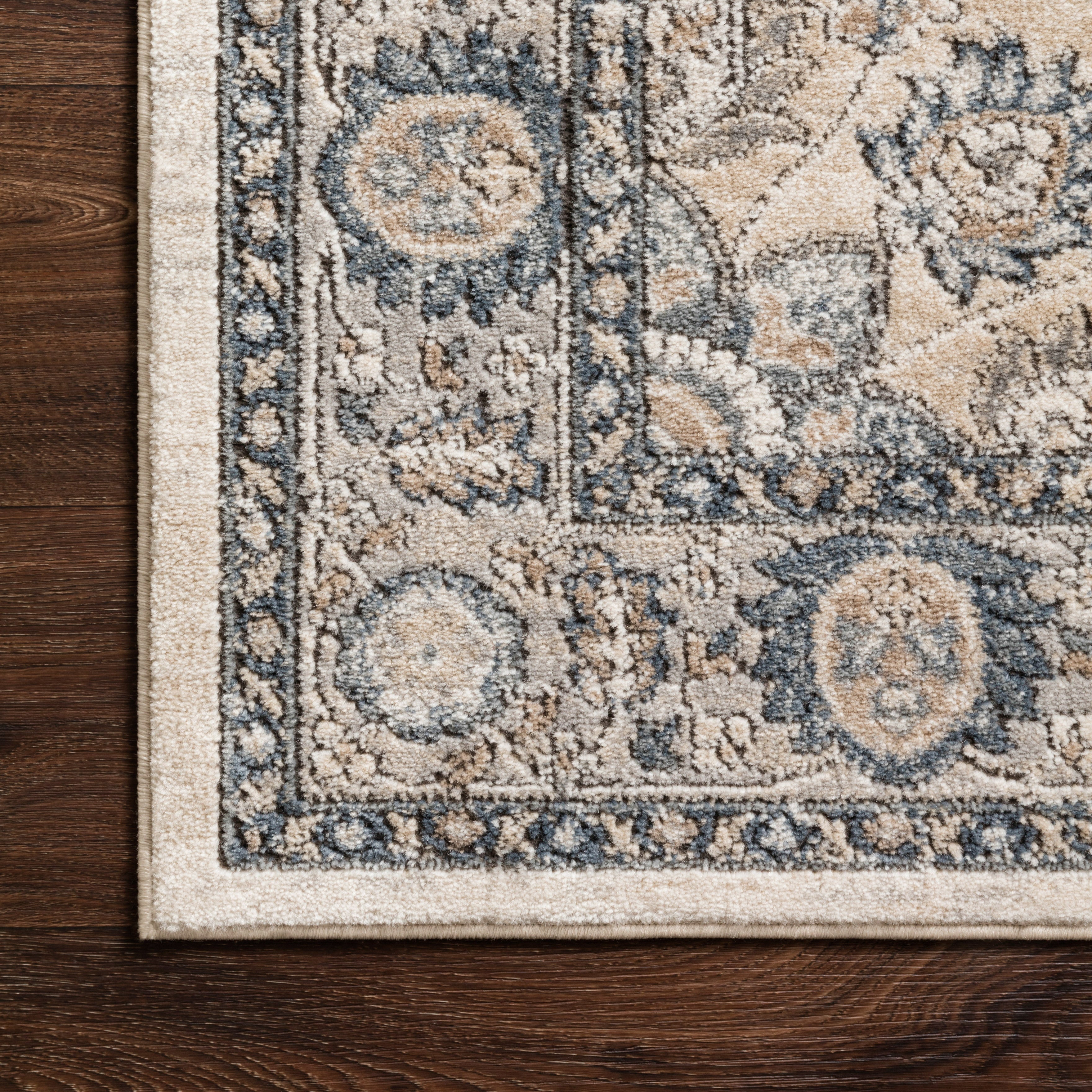 Charlise Polypropylene & Polyester Pile Rug in Bone / Denim