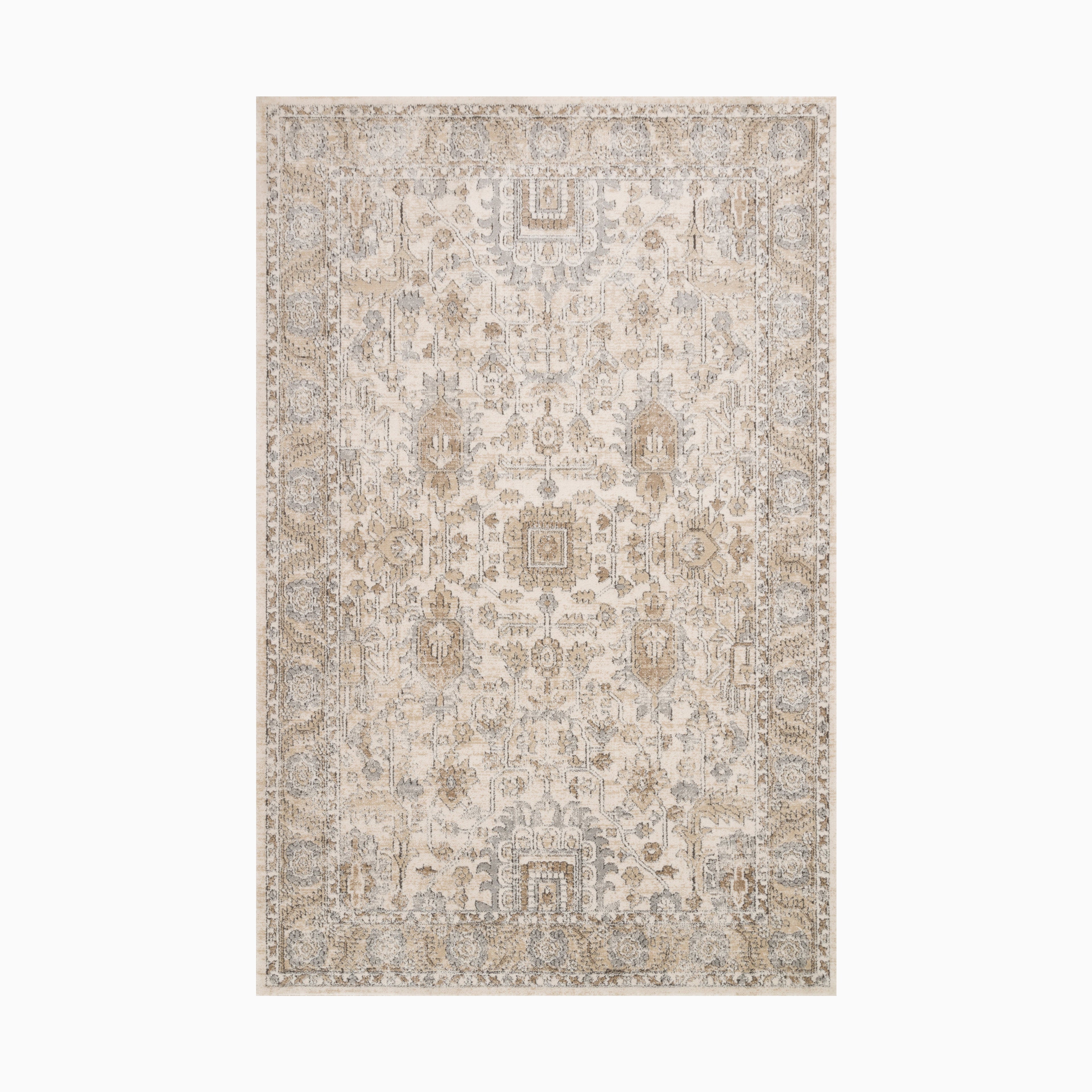 Charlise Polypropylene & Polyester Pile Rug in Cream / Fog