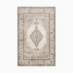 Charlise Polypropylene & Polyester Pile Rug in Natural / Navy