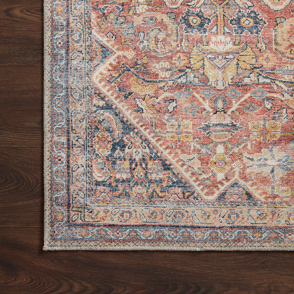 Georgette Polyester Pile Rug in Clay / Navy