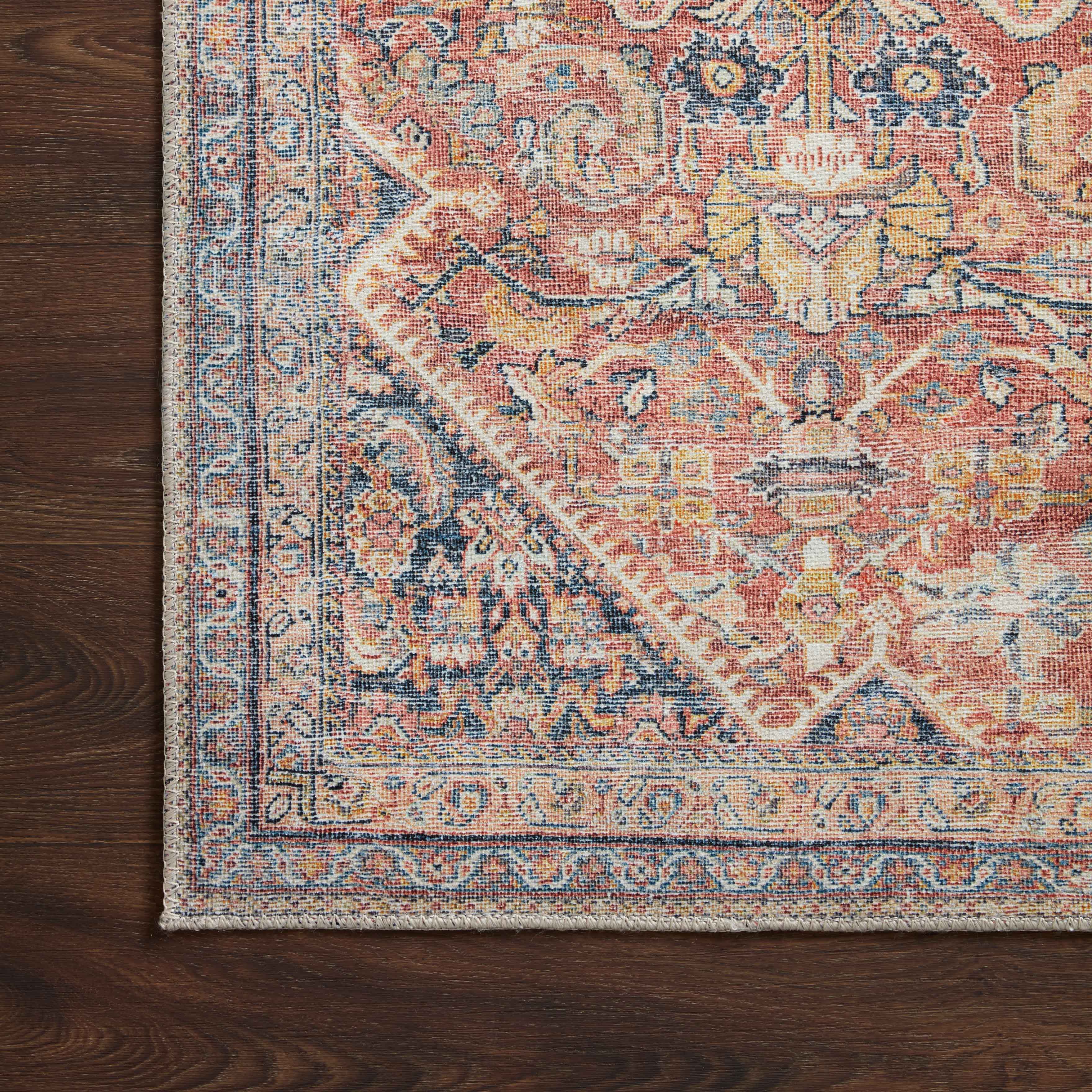 Georgette Polyester Pile Rug in Clay / Navy