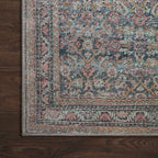 Georgette Polyester Pile Rug in Navy / Rose