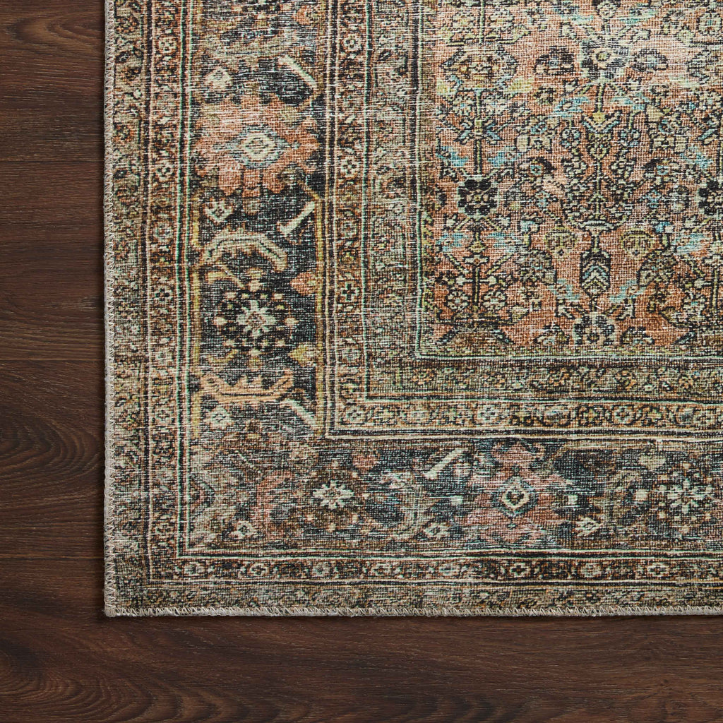 Georgette Polyester Pile Rug in Spice / Indigo
