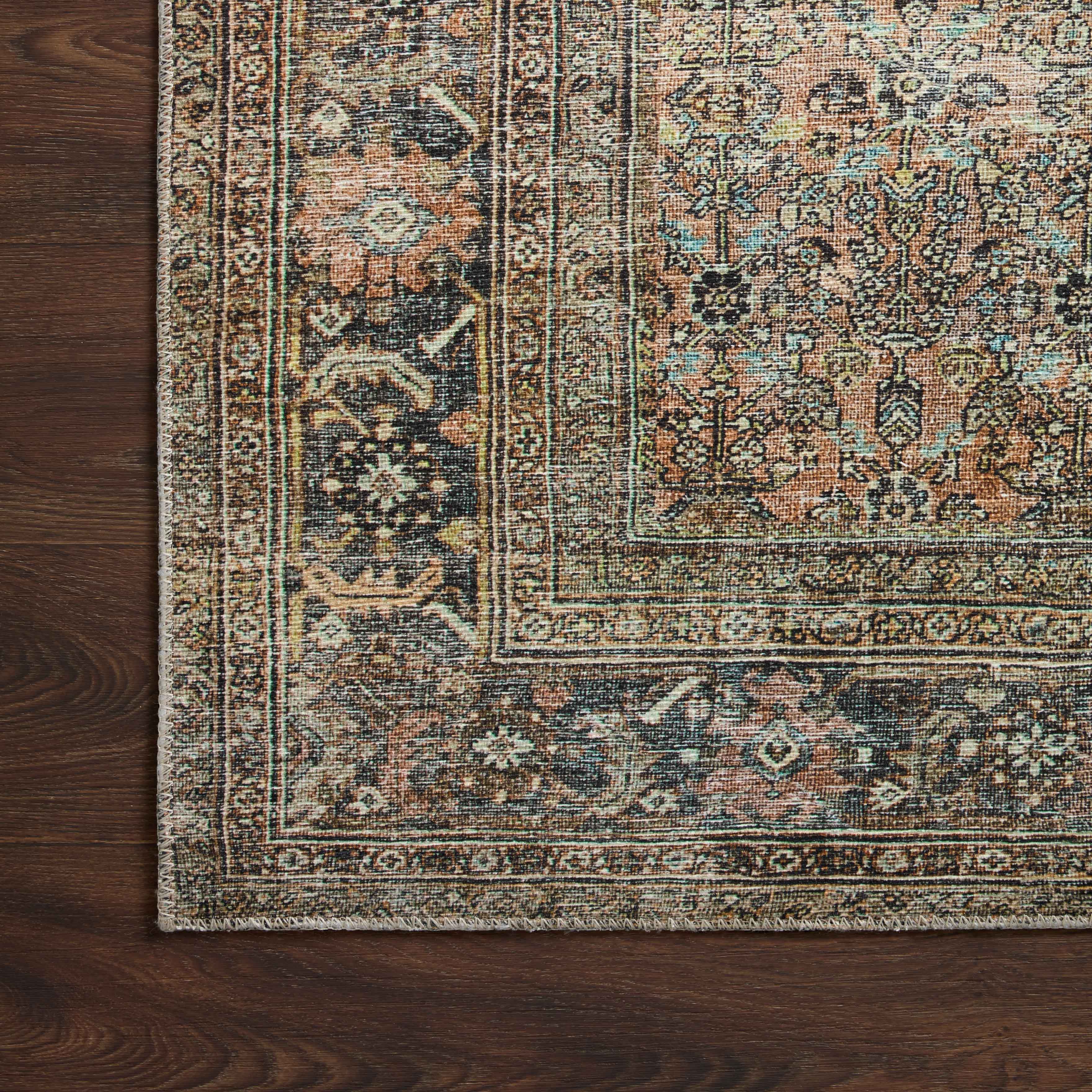 Georgette Polyester Pile Rug in Spice / Indigo