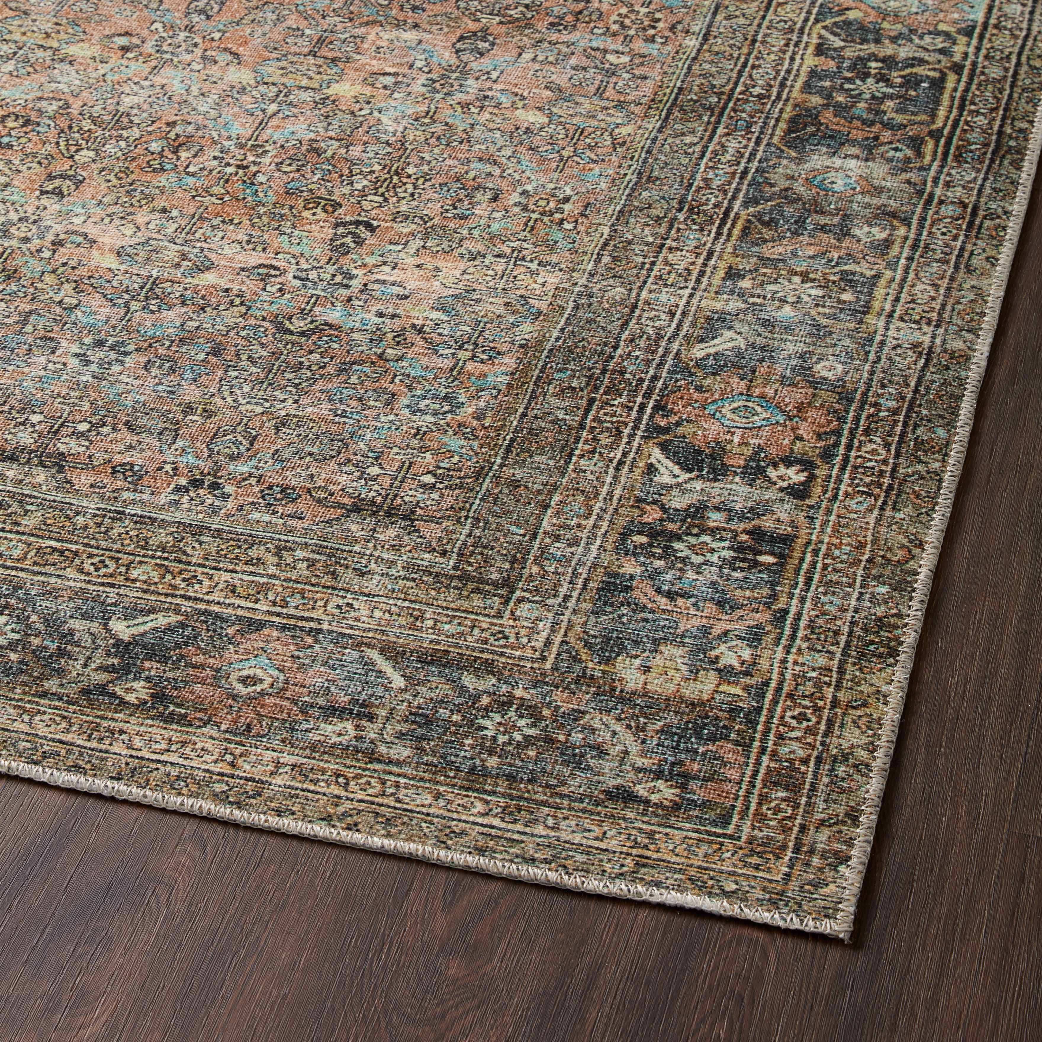 Georgette Polyester Pile Rug in Spice / Indigo