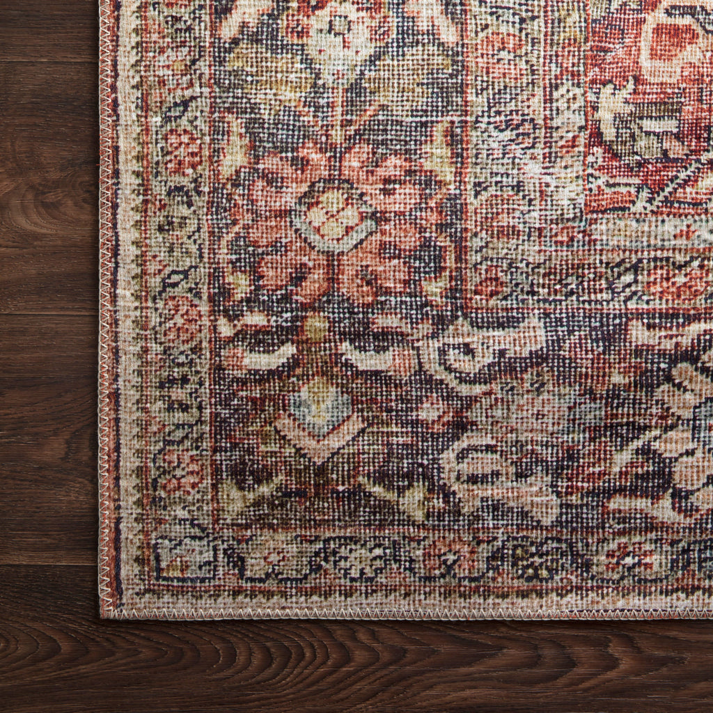 Hutchinson Polyester Face Rug in Brick / Navy