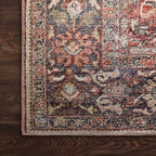 Hutchinson Polyester Face Rug in Brick / Navy