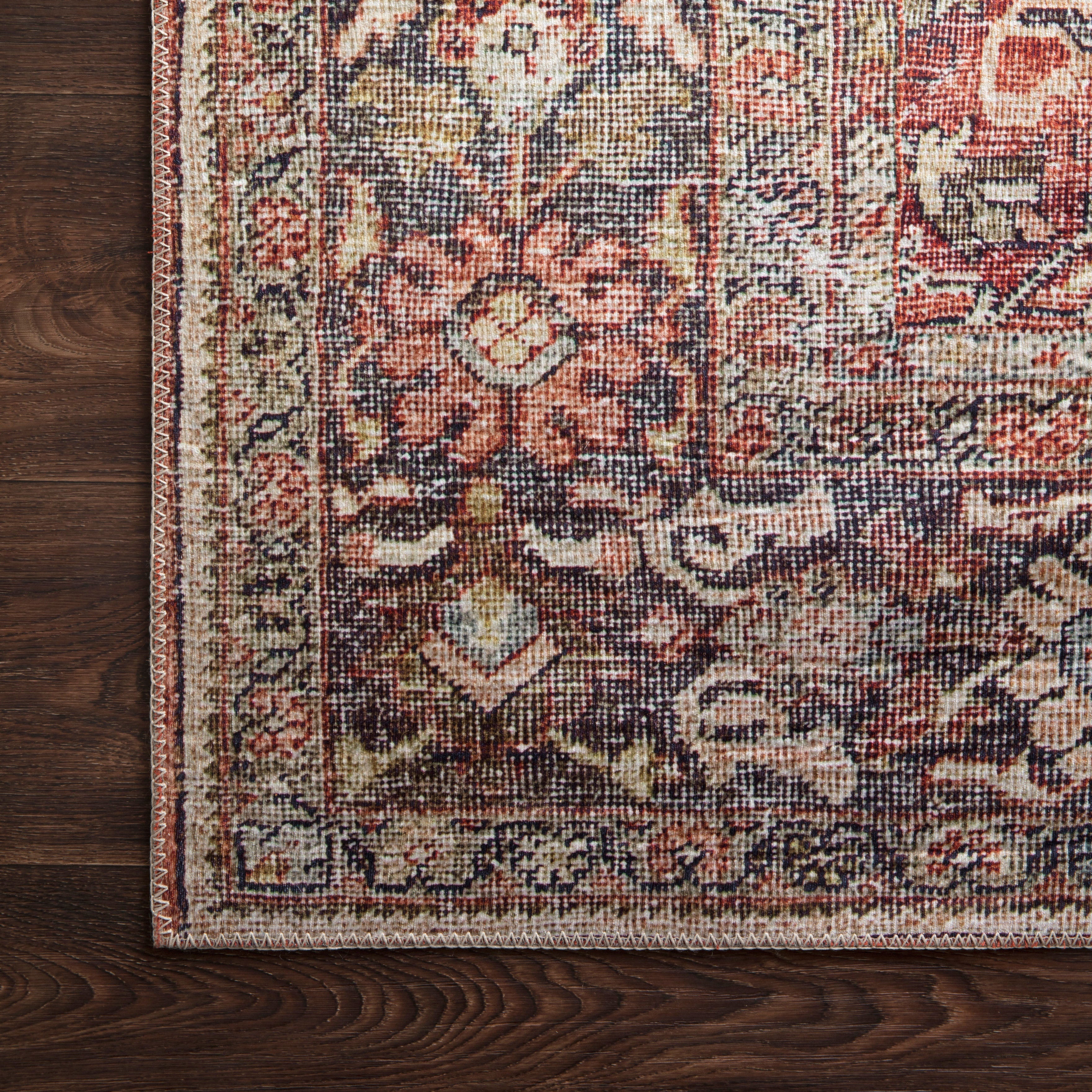 Hutchinson Polyester Face Rug in Brick / Navy