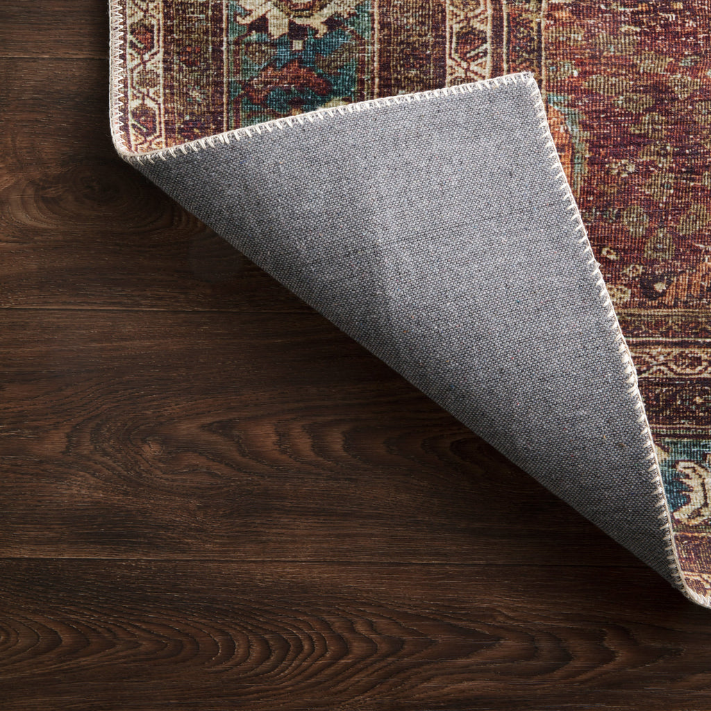 Hutchinson Polyester Face Rug in Burgundy / Denim