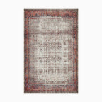 Hutchinson Polyester Face Rug in Fog / Crimson