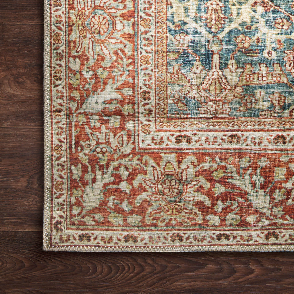 Hutchinson Polyester Face Rug in Lake / Terracota