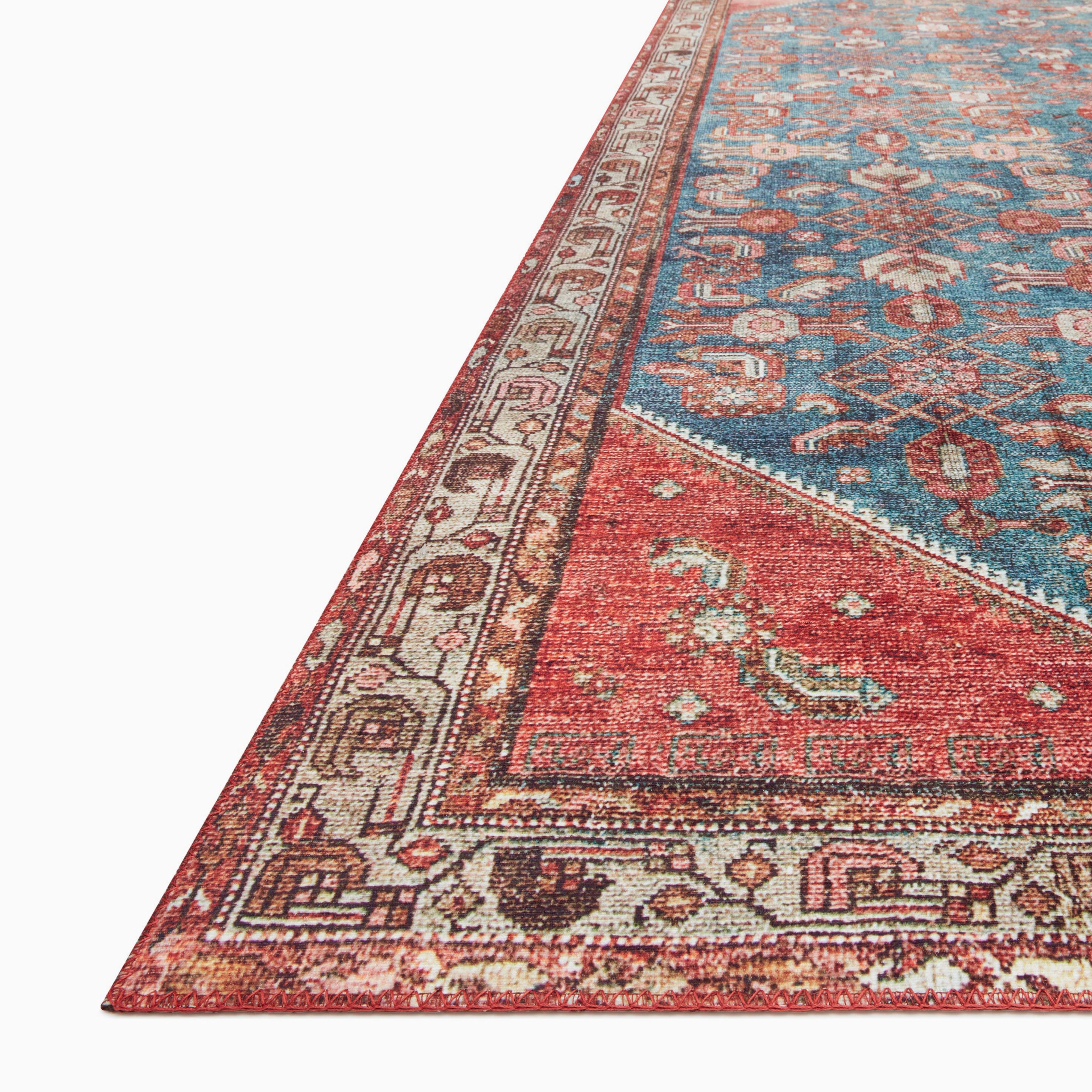 Hutchinson Polyester Face Rug in Marine / Crimson