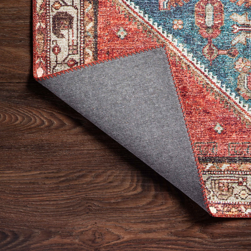 Hutchinson Polyester Face Rug in Marine / Crimson