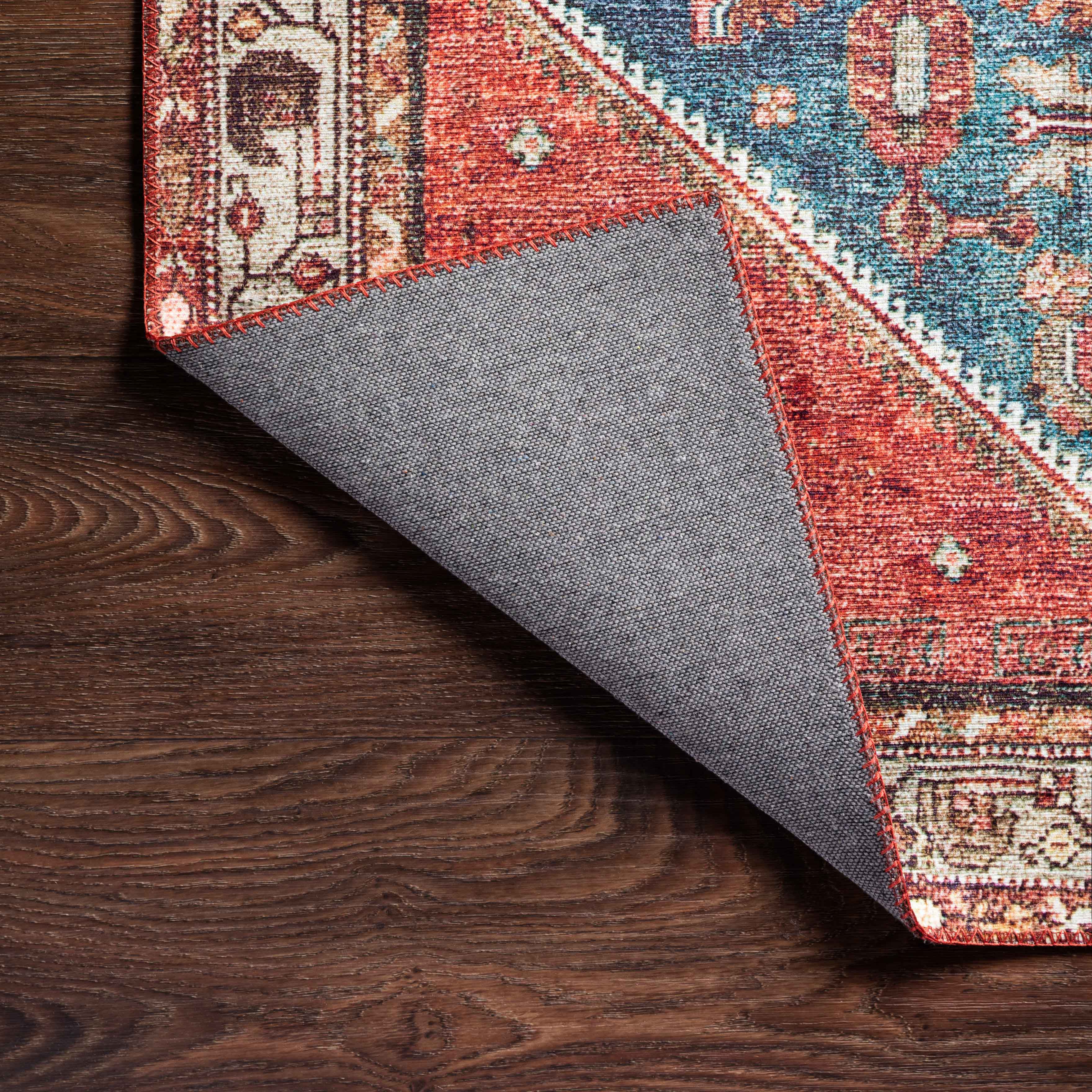 Hutchinson Polyester Face Rug in Marine / Crimson