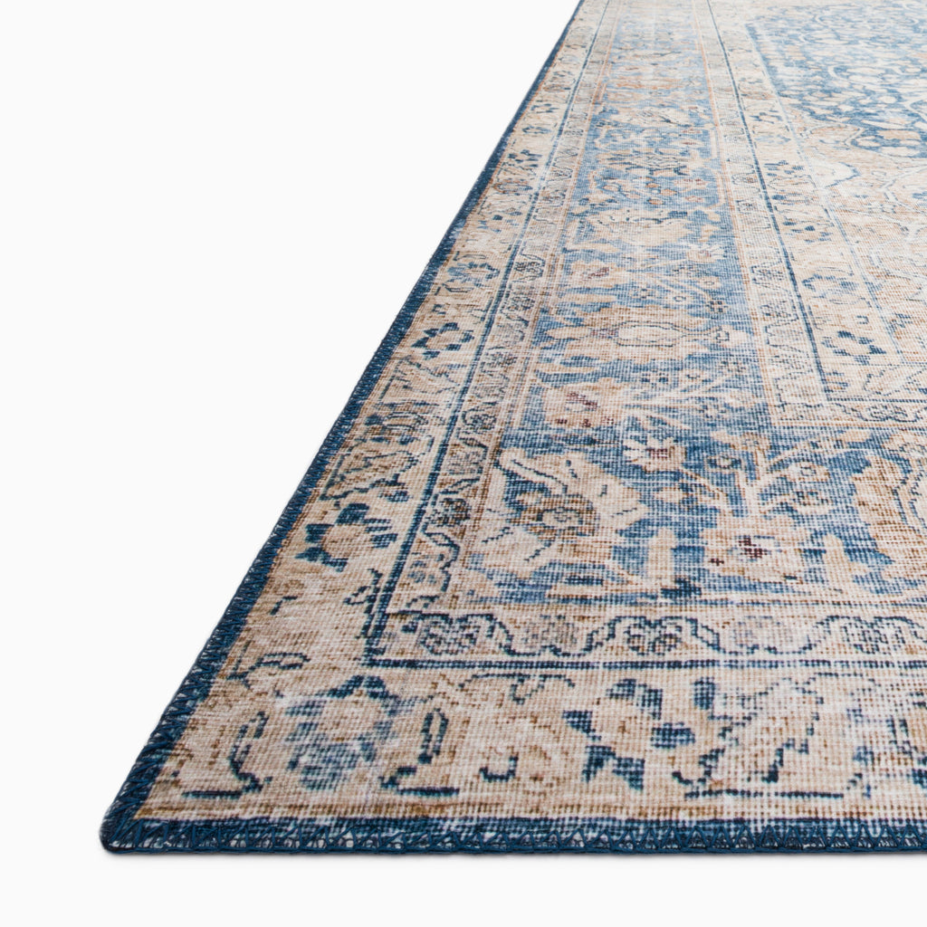 Hutchinson Polyester Face Rug in Marine / Peach