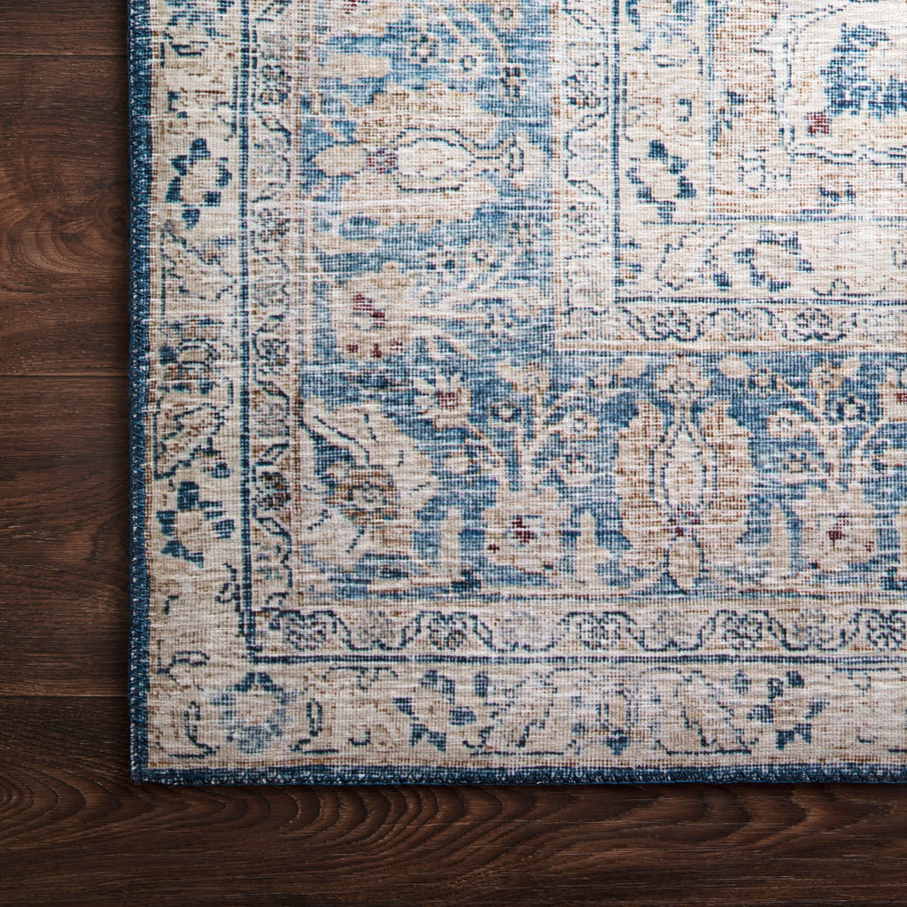 Hutchinson Polyester Face Rug in Marine / Peach