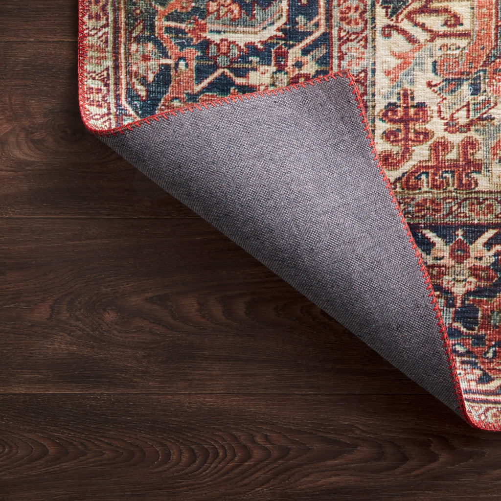 Hutchinson Polyester Face Rug in Terracotta / Denim