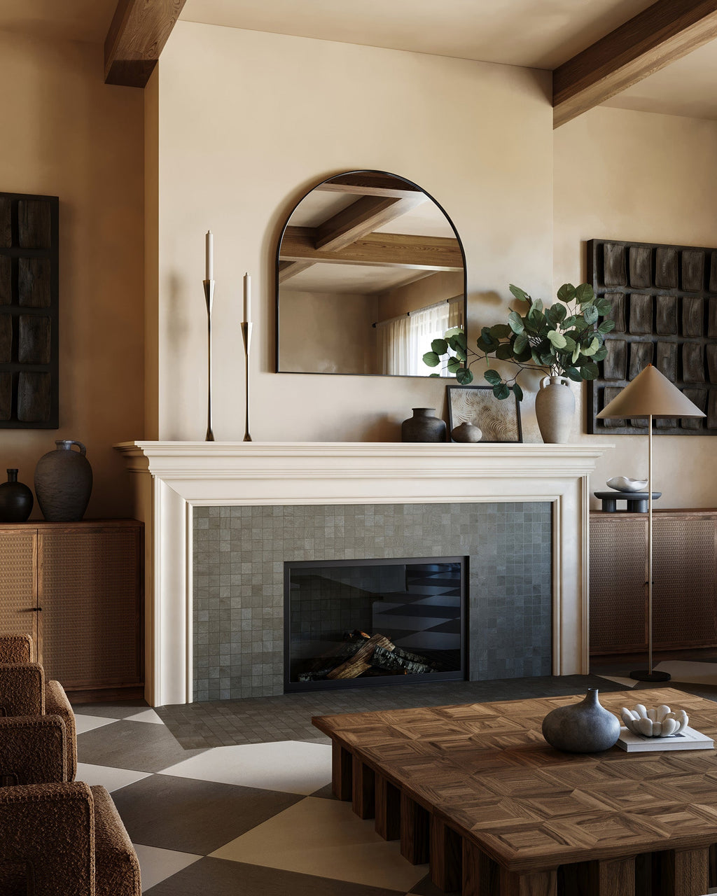 Esmeralda Wide Mirror in Iron Matte Black