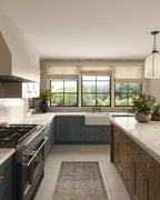 Georgette Polyester Pile Rug in Navy / Rose