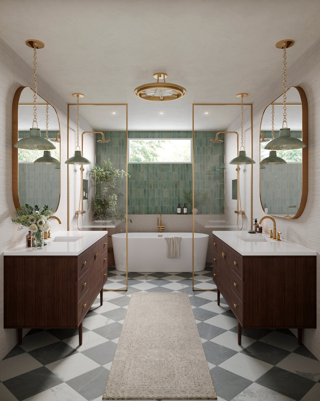 Leona 12x12 Checkerboard Matte Porcelain Tile in Calacatta and Amani Grey