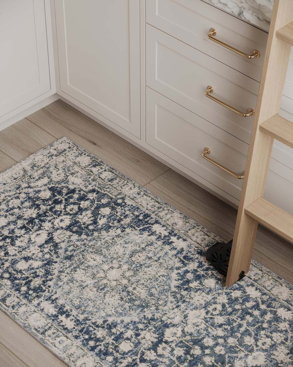 Charlise Polypropylene & Polyester Pile Rug in Navy / Khaki