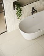 Riley 12x12 Matte Porcelain Tile in Striped Pattern Cream